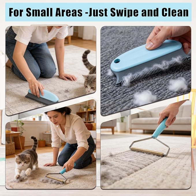 Pet Hair Remover Tool,3 in 1 Carpet Rake for Pet Hair Removal,Tool Set of 3, Carpet Scraper, Pile Brush Easy for Clean Dog and Cat Hair,for Carpets, Cars, Sofas, Beds, Furniture, and Dog Kennels