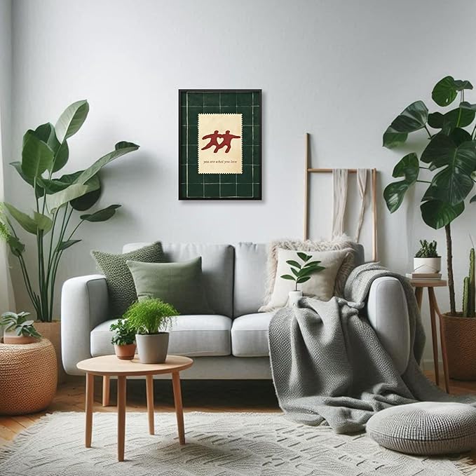 Love Quotes Canvas Wall Art Modern Trendy Women Poster Green Red Aesthetic Prints Romantic You Are What You Love Wall Decor for Living Room Home 08x10 inch Aluminum Framed