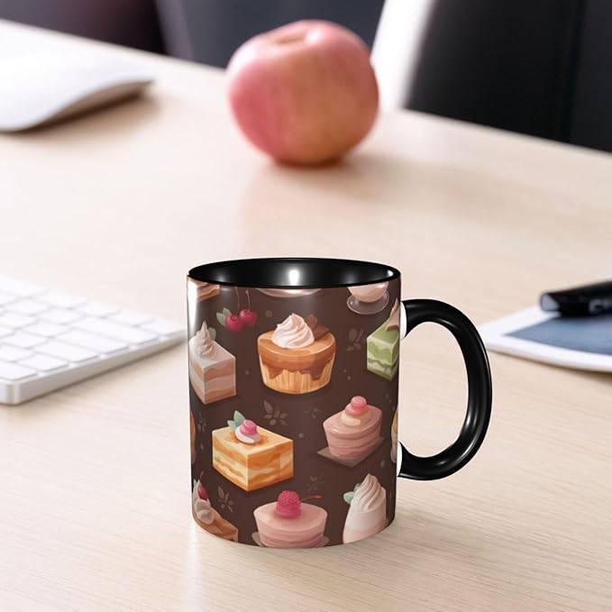 Cake Coffee Mug 11oz Ceramic Tea Cup With Handle Funny Porcelain Mugs for Women Dishwasher Microwave Safe