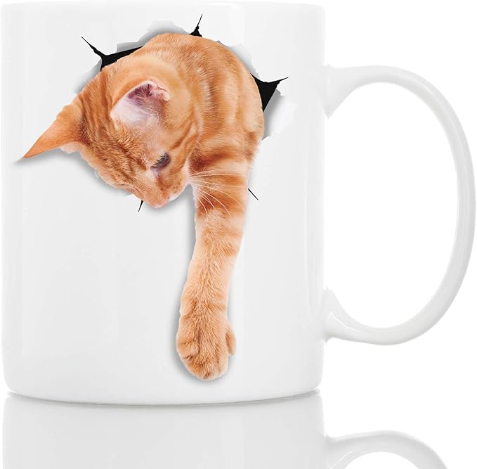 Winston & Bear Adorable Ginger Orange Cat Mug - Funny Ceramic Coffee Mug Gift for Cat Lovers - Perfect Birthday or Christmas, Father's or Mother's Day Gift (11oz)