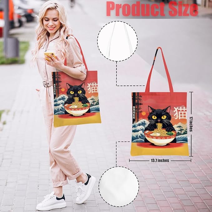 Hanamiya Na Tote Bag with Zipper Pockets, Tote Bag Reusable Shopping Grocery Bags Birthday Gifts for Women, Weekender Bags