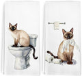 Funny Siamese Cat Hand Towels for Washroom Bathroom Toilet Decor, Siamese Cat Gifts for Women Men, Cat Lover Gift Decorative Hand Towels Set of 2, Kitty Themed Dish Tea Towel, 16x24 Inch