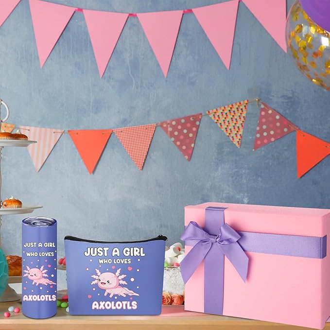 Wonderjune 14 Set Axolotl Lover Gift Set, Axolotl Gifts for Girls Cute Birthday Graduation Gifts for Her, Gift Baskets for Axolotls Lover Friends, Girls, Daughters, Sister