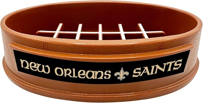 NFL Super-Bowl New Orleans Saints Slow Feeder Dog & Cat Bowl. Football Design for Healthy Digestion. Non-Slip for Large & Small Pets
