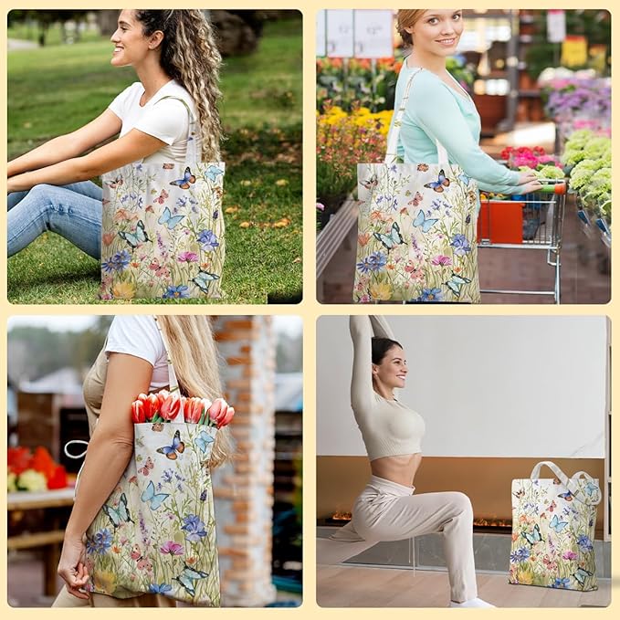 Hanamiya Na Tote Bag with Zipper Pockets, Tote Bag Reusable Shopping Grocery Bags Birthday Gifts for Women, Weekender Bags
