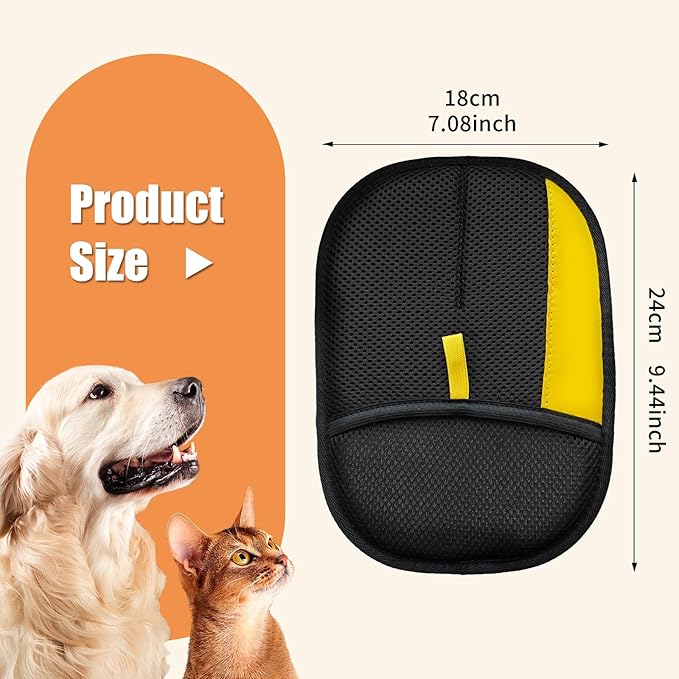 Electrostatic Gloves for Pet Hair Removal: Upgraded 2PCS Animal Fur Removal Tool for Dogs&Cats Efficient Reusable Pet Hair Remover for Couch Carpet Car Seat Clothing Quick Clean (2 pcs-Black)