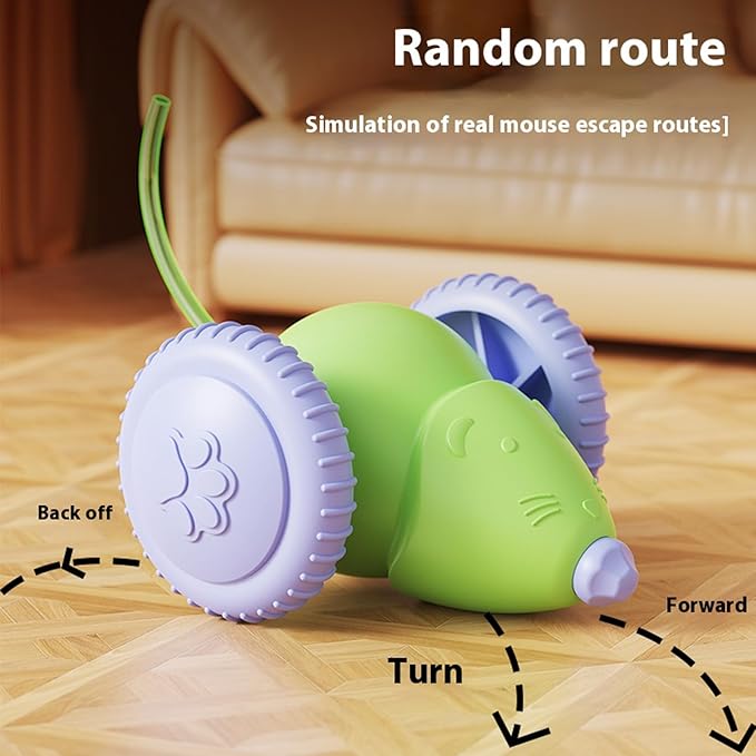 Interactive Cat Toys for Indoor Cats,Automatic Moving Kitten Toys,Cat Mouse Toy with Tail Lights,Cat Toys for Bored Indoor Adult Cats,Cat Enrichment,Smart Electric Tails for Chasing Pet Toys