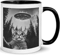 Funny Cat Selfie With UFO Alien Coffee Mug - Gifts for Cat Lovers, Mom, Dad, Owner, Lady - Birthday, Halloween, Christmas - Humor Sarcastic 11OZ Mug