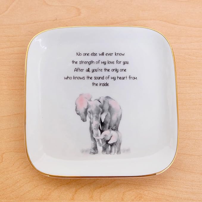 PUDDING CABIN Mothers Day Gifts for Mom Elephant Ring Dish “No One Else Will Ever Know The Strength Of My Love For You Mom Birthday Gifts