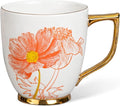 Ceramic Coffee Mug - 15 oz Tea Cup with Cosmos and Anemone Pattern, Porcelain Floral Mug for Home, Mother's Day Gift for Mom and Wife