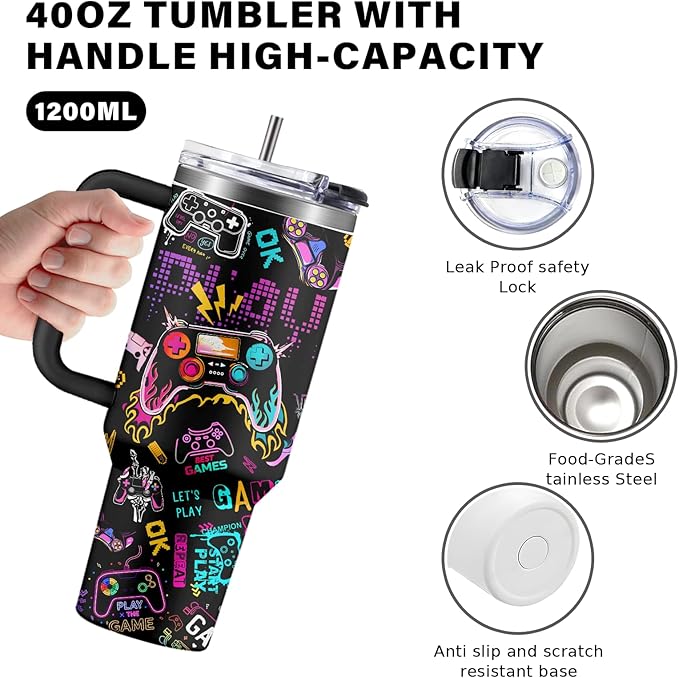 Gaming Gifts for Girl, Gamer Gifts for Women, 40oz Gamer Tumbler Cup, Gaming Mugs, Teen Girl Gift Gamings Stuff, Gaming Gamepad Presents for Daughter, Birthday Gift for Her Gamings Cup(Style3)