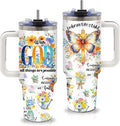Christian Gifts for Women - 40oz God Tumbler with Straw and Handle, Religious Insulated Tumbler for Mom, Bible Verse Tumblers for Girls, Scripture Coffee Tumblers, Birthday Faith Base Gifts Believers