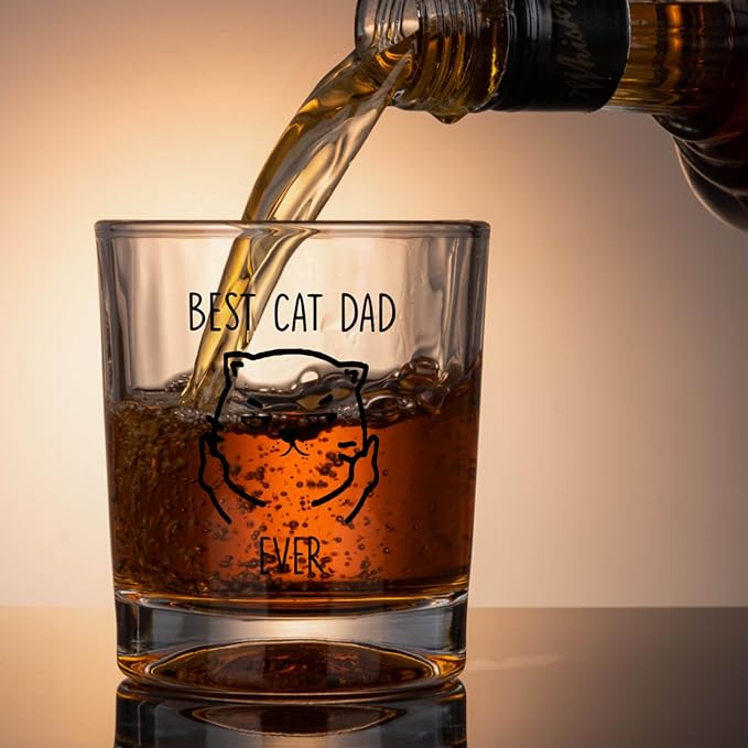 Ithmahco Cat Dad Gifts for Men, Cat Lover Gifts for Men, Funny Whiskey Set for Cats Lovers Man Christmas Birthday, Christmas Cats Themed Whiskey Gift for Man