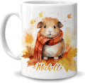Hyturtle Personalized Fall Guinea Pig Coffee Mug - Birthday Gifts For Guinea Pig Lovers - Fall Autumn Decor Gifts For Farmhouse Thanksgiving - Custom Name 11oz White Ceramic Coffee Tea Mug