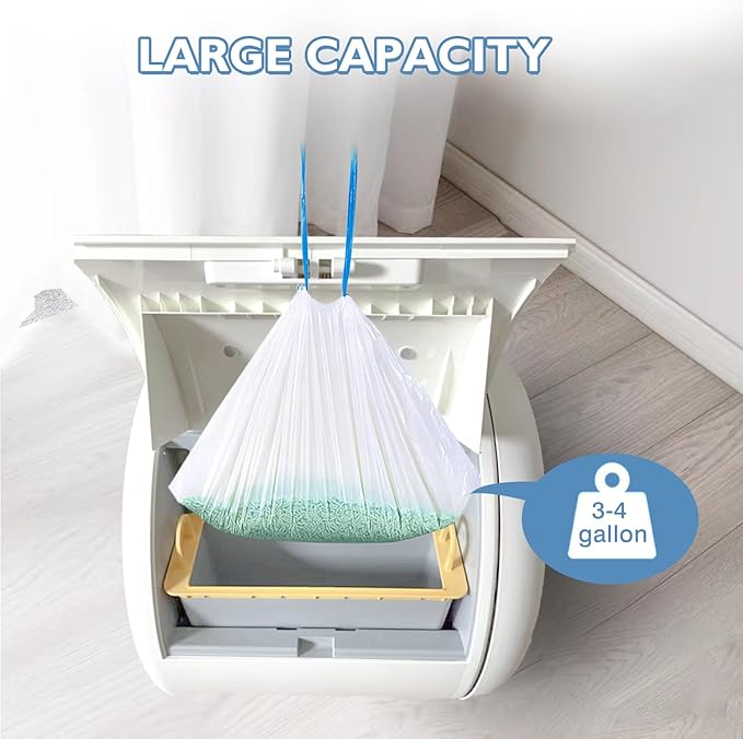 100 Count Self-Cleaning Cat Litter Box Liners Compatible With MW-SC01/MW-SC02/MW-LR01, Drawstring Heavy Duty Kitty Waste Bags Disposable Receptacles Bags Trash Bag -18" x 12.6"