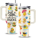 Duck Gifts For Women, Just a Girl Who Loves Duck Gifts Tumbler 40oz, Rubber Ducks Birthday Christmas Gift For Ducks Lover