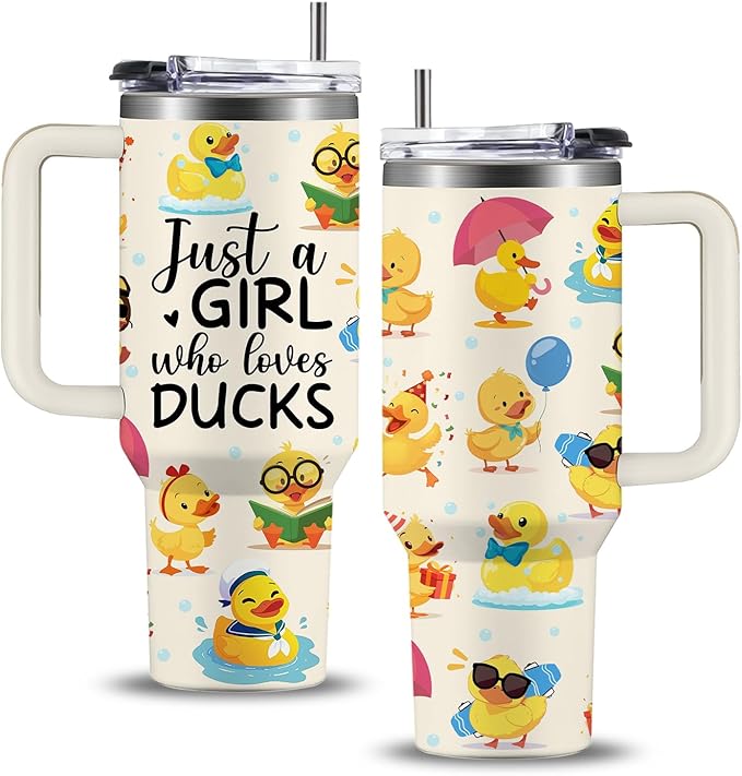 Duck Gifts For Women, Just a Girl Who Loves Duck Gifts Tumbler 40oz, Rubber Ducks Birthday Christmas Gift For Ducks Lover