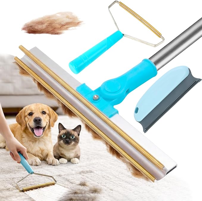 Pet Hair Remover Tool,3 in 1 Carpet Rake for Pet Hair Removal,Tool Set of 3, Carpet Scraper, Pile Brush Easy for Clean Dog and Cat Hair,for Carpets, Cars, Sofas, Beds, Furniture, and Dog Kennels