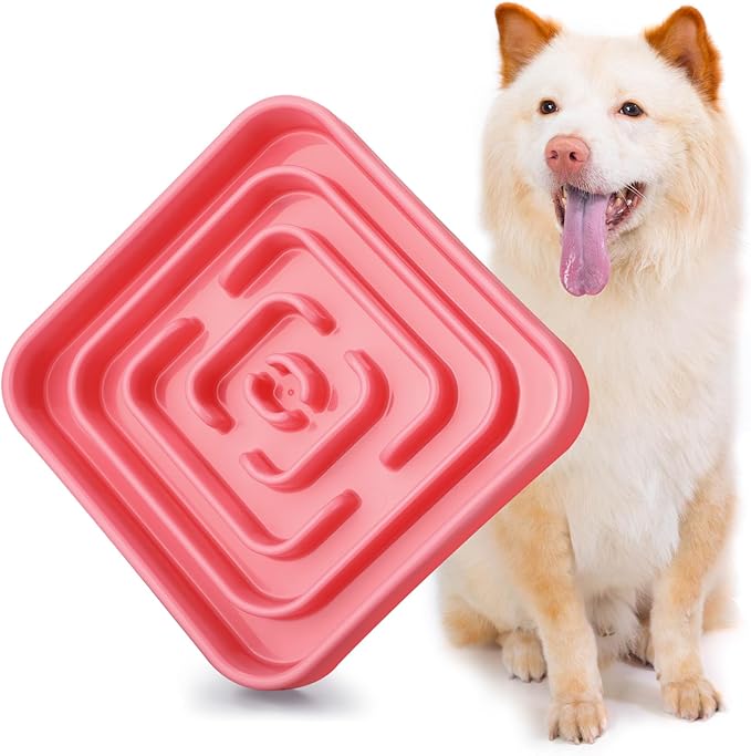 Slow Feeder Dog Bowls for Large Medium Dogs, Anti-Choking Slow Eating Maze Dog Food Bowl, Anti-Slip Slow Feeding Pet Puzzle Bowl,Pink