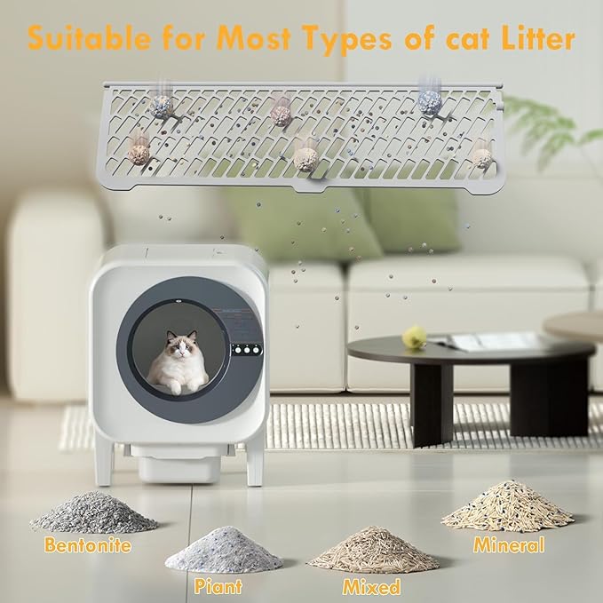 Automatic Cat Litter Box, Self Cleaning Litter Box with App Control, 75l Large Cat Litter Boxs for Multi-Cat Homes, Infrared & Weight Sensors, Odor Eliminator, Easy Cleaning, 20 Trash Bags, Black