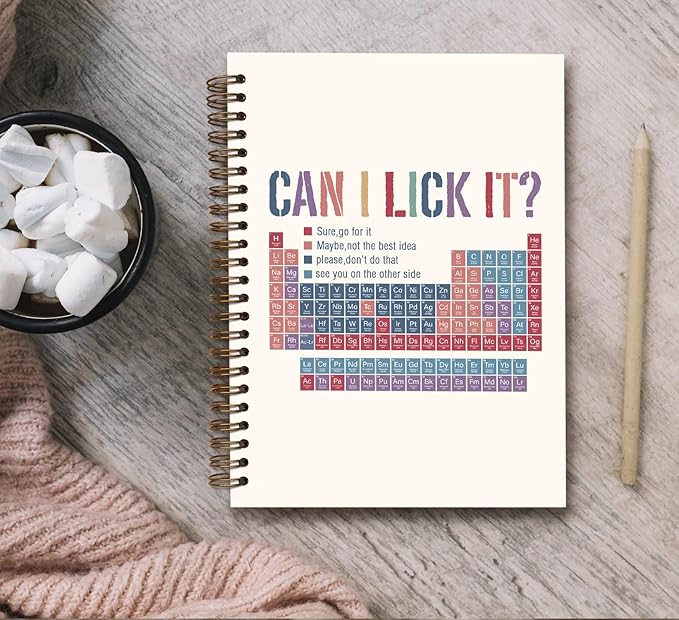 KDHTY Chemistry Notebook Science Teacher Gifts,Periodic Table Laboratory Notebooks Journal for Student,Can I Lick It Periodic Table Funny Science Teacher Appreciation Gifts,5.5x8.3 Inch