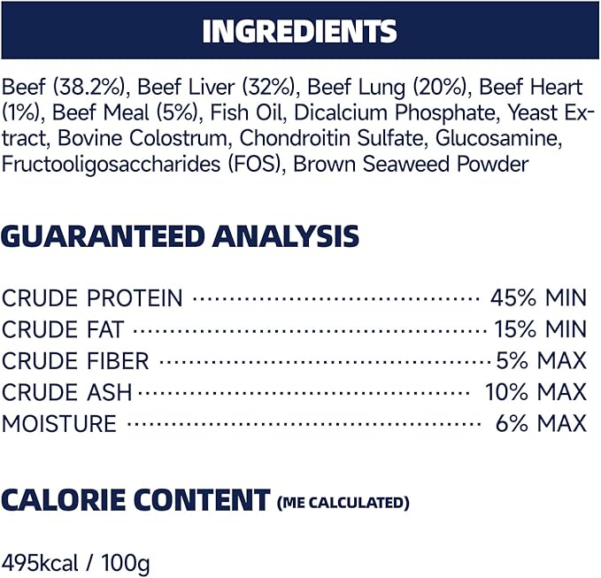 Freeze Dried Beef Patties for Dogs & Cats, High Protein Dog Training Treats, Snacks & Food Toppers 96% Real Beef & Organs, Perfect for Picky Eaters, Grain Free, 8.1 oz
