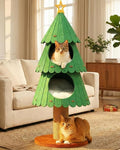 MUTTROS 42.9 Inch Cat Tree for Indoor Cats, Cute Cat Tower with 2 Cozy Houses, Holiday Kitty Climbing Furniture for Kittens to Play and Sleep