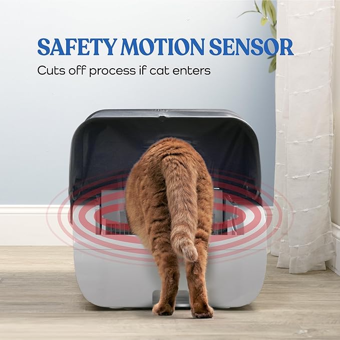 Self Cleaning Litter Box for Multiple Cats, Extra Large Open Top Smart Kitty Bathroom with App Control, Non Stick, Anti Leak, Easy to Clean (Cream White)