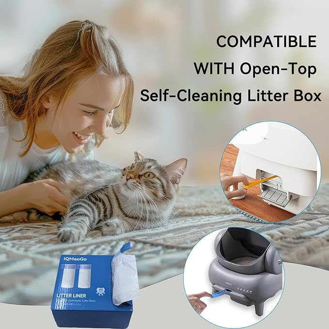 (2026 Upgraded) 60 Count Ultra-Thick Cat Litter Box Bags - Reinforced Drawstring, 3 Mil Thickness, Compatible with Neakasa M1 & PetPivot AutoScooper 11, 27" x 13"