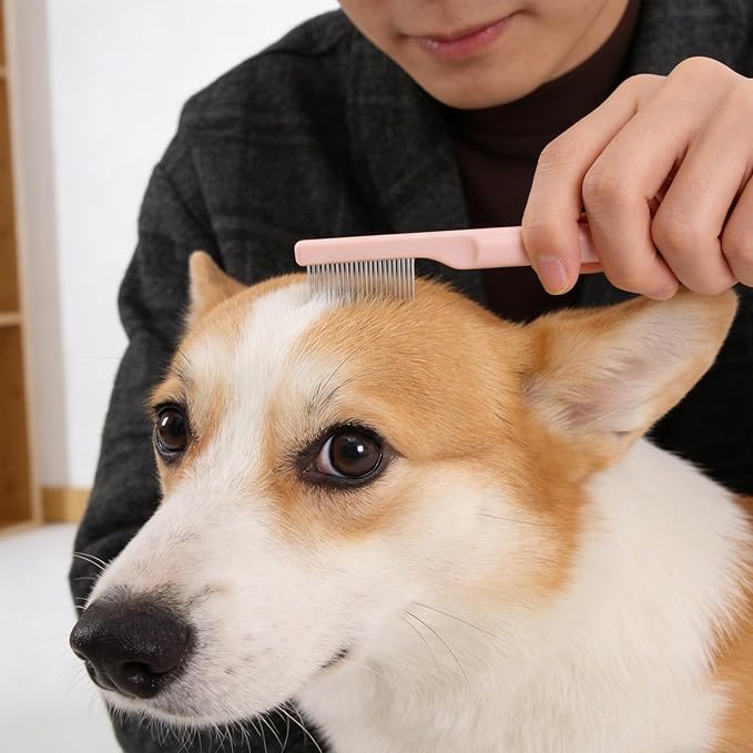 Cat Eye Grooming Comb: Small Pet Facial Comb - Stainless Steel Dog Eye Brush - Puppy Brush - Dog Crust Remover for Pet Facial Grooming