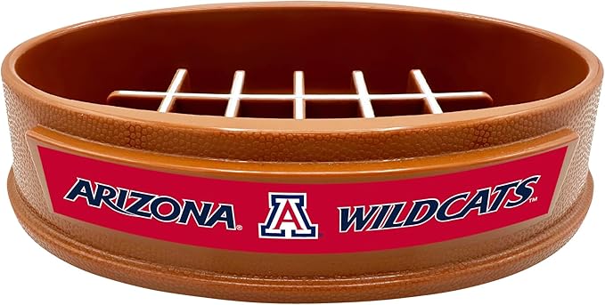 NCAA Super-Bowl Slow Feeder Dog Bowl. Football Design Slow Feeding Cat Bowl for Healthy Digestion. Non-Slip Pet Bowl for Large & Small Dogs & Cats (Arizona Wildcats)