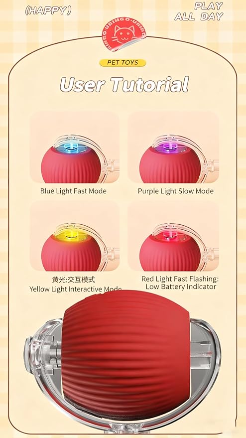 RightBliss 2026 New Electric Dog & Cat Ball Toy, 360° Smart Automatic Interactive Rolling Pet Toy Ball, Smart Pet Play Ball, Interactive Pet Toys, Ideal Gift for Pet Lovers (Mix-3pcs)