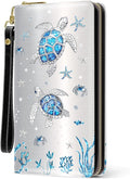 Sea Turtle Womens Wallet, Sea Turtle Wristlet Wallet For Animal Lovers, Marine Life Card Holder Purse, Birthday Christmas Graduation Gifts For Women, Aesthetic Office Daily Purse