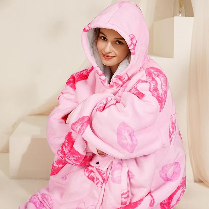 Narecte Cozy Oversized Blanket Hoodie Wearable Blanket Adults Soft Hooded Blanket Hoodie Birthday Gifts for Women Christmas