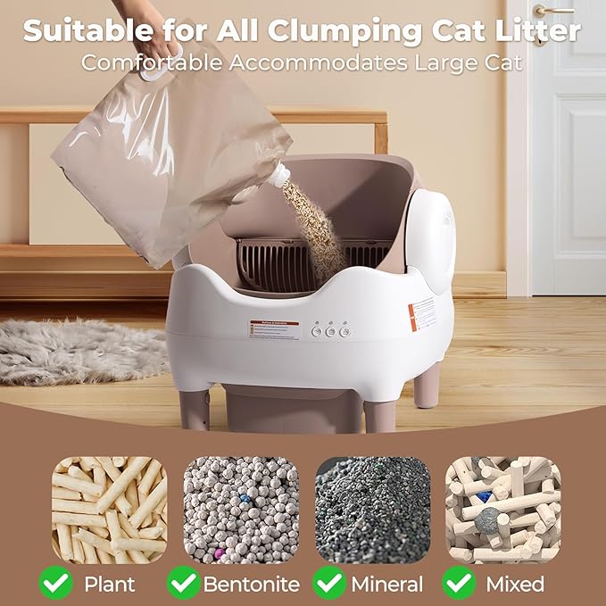 Automatic Self Cleaning Cat Litter Box: Scoop Free Litter Box with APP Control, Large Capacity for Multiple Cats, Odor Control, Ultra Quiet, Smart Safety Sensors