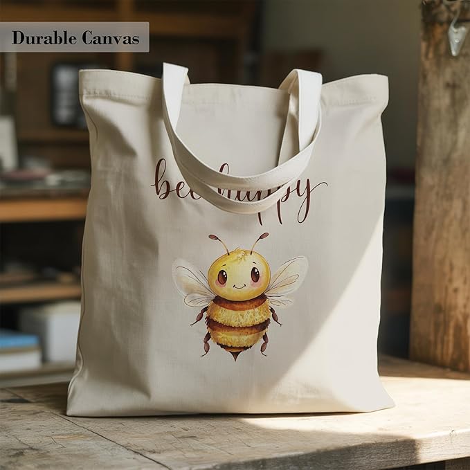 Pets Lover Gifts Tote Bag for Women, Dogs Cats Bee Aesthetic Canvas Bag with Inner Pocket