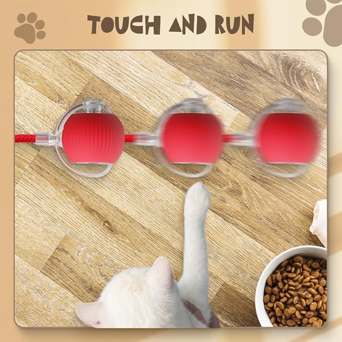 Interactive Rolling Dog Ball, 2024 New Self Dog Toys Interactive Cat Toys Automatic Cat Toy Self Moving Dog Toys, 360° Smart Automatic Rolling Ball Toy Electric Dog Balls for Dog/Cat (Red)