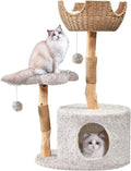 Easyego Modern Cat Tree, 39.9" Aesthetic Wood Cat Tree Tower for Large Cats, Luxury Cat Condo with Scratching Posts and Flower Platforms, Cat Furniture, Bullet Gray