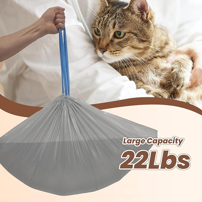 80 Count Cat Litter Box Liner Bags for Open-Top Autoscooper 11 Pet Automatic Self Cleaning Cat Litter Box, Waste Bags, 27" x 13"Heavy Duty Replacement Trash Bags with Drawstring (Grey)