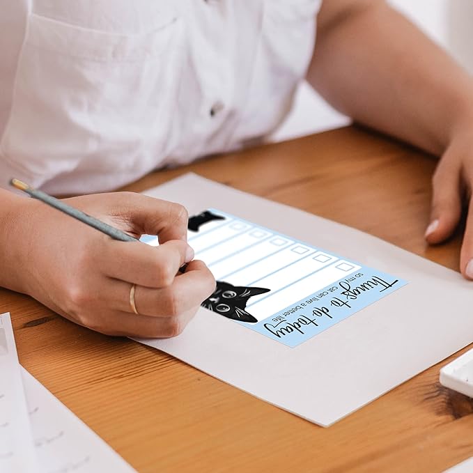Funny Black Cat Lover Small to Do List Sticky Notes, Blue | Things to Do Today | Humor Notebook Notepad Note Card for Women Gift| 50 Pages 4x6 by DAILY RITMO
