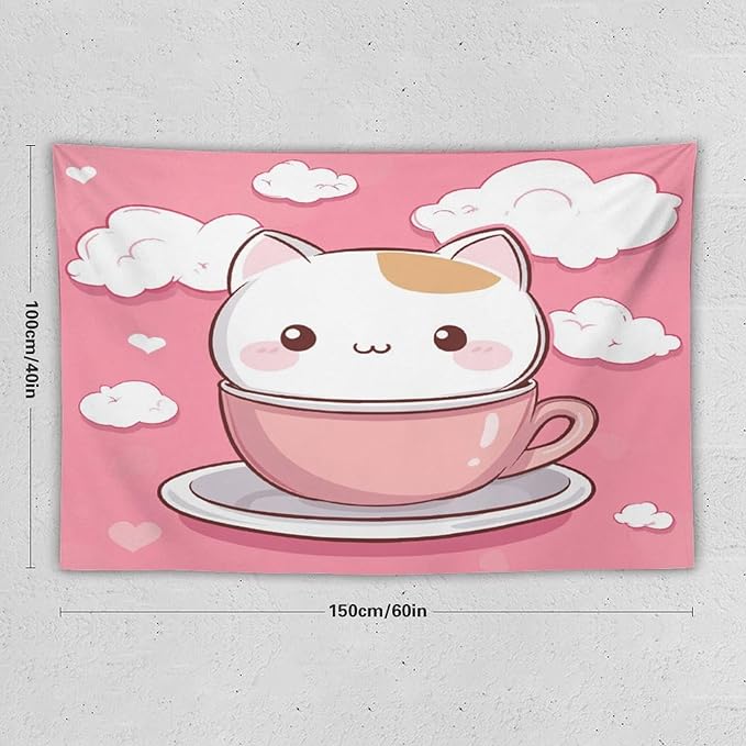 MaSiledy Kawaii Cat Tapestry's Wall Hanging Cute Cat Kitten Tapestries for Bedroom Landscape Tapestry Wall Art for Living Room Dorm 40"x60" Wall Hanging for Home Decor Bedroom Living Room Dorm Decor
