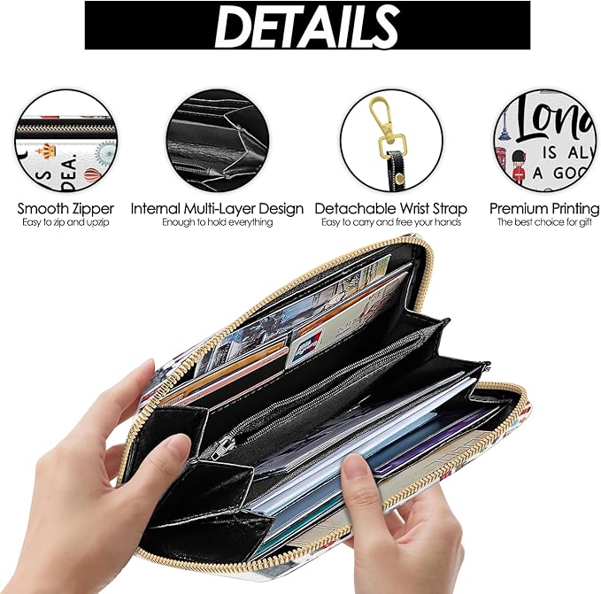 London Travel Gift Women Wallet, London Lover Souvenirs Gifts, Credit Card Holder Purse, Birthday Christmas Graduation Gifts For Women Mom, Travel Office Daily Purse
