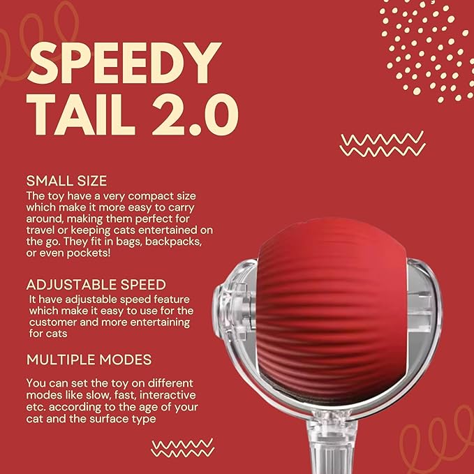 2.0 Smart Interactive Cat Dog Toy, 360° Automatic Rolling Ball with Jumping Feature, Red