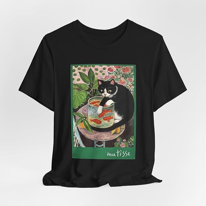 Vintage Cat Painting T Shirt, Matisse Inspired Cat Tee, Retro Art Aesthetic Shirt, Funny Cat Lover Gift