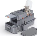 Soulbond Stainless Steel Cat Litter Box with Lid, Enclosed Large Metal Litter Box with Drawer and Flip Door for Big Cats, Top Entry, Odor Control, Easy to Clean (Grey)
