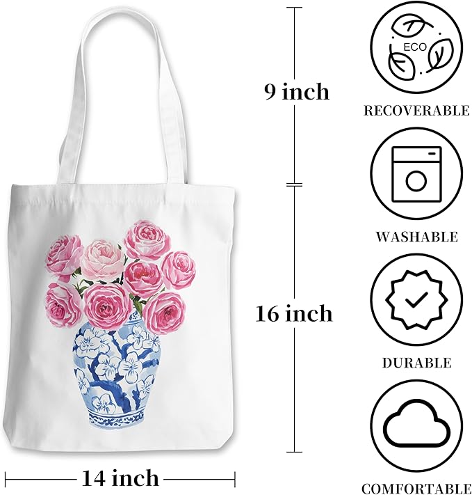 Grace Yonks Cute Canvas Tote Bag – Aesthetic Large Reusable Bag