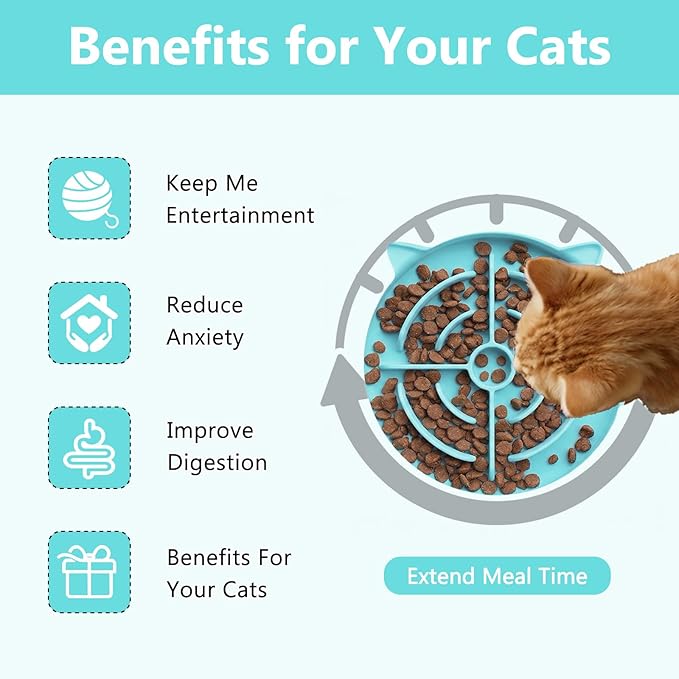 2 Pcs Silicone Slow Feeder Cat Bowl, Cat Slow Feeder for Food Training, Interactive Puzzle Bowls for Puppy, Kitten Dishes to Prevent Overeating, Treat Toys Suitable for Dry and Wet Food