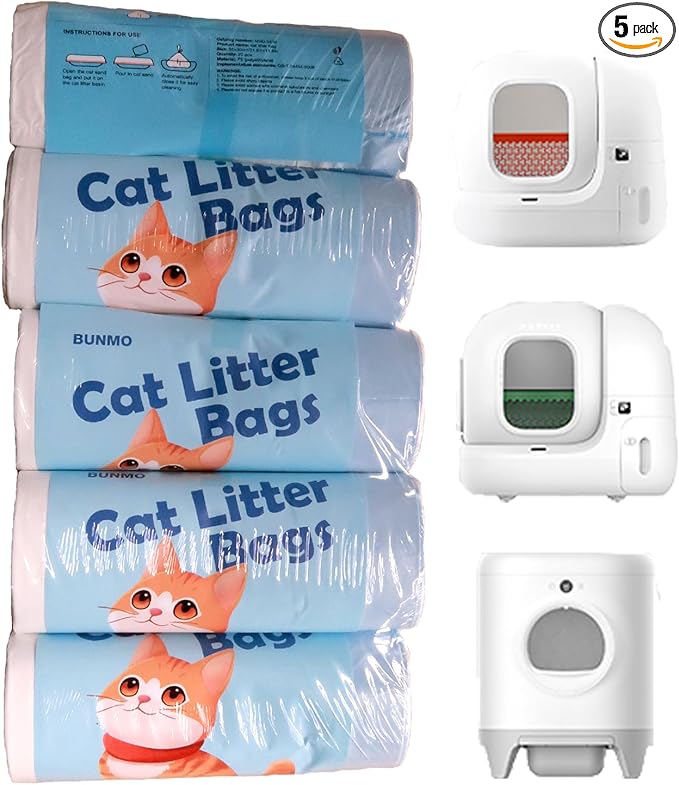 AeroScoop 100 Pack Self-Cleaning Cat Litter Box Compatible with PuraMax & Pura X & PuraMax 2 Automatic Litter Bags,5 Rolls x 20 Trash Bags,21.65 x 11.8 Inch