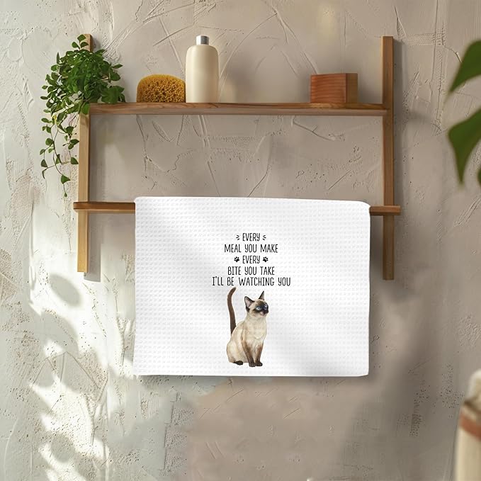 Gifts for Siamese Cat Lovers Kitchen Towels Set of 2, SiameseCat Gifts Hand Towels, Life is Better with a Siamese Cat Dish Towel Tea Towel for Kitchen, Cat Kitty Owners Kitchen Decor, 16x24In