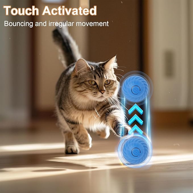 Interactive Cat Toys for Indoor Cats, Rechargeable Automatic Cat Ball Toy Fast Rolling in Pocket, 24 Inch Play Mat